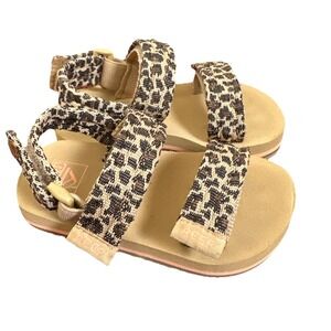 Reef Little Ahi Convertible Sandals in‎ Tan/Coral/Leopard Size 3/4 Little Kids